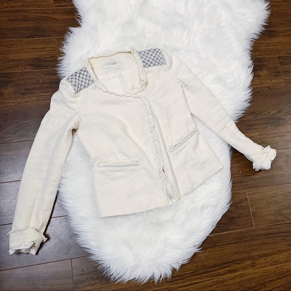🌸 MAJE Tweed Blazer Jacket Cream